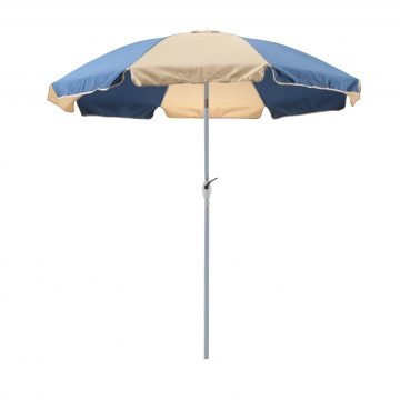 Faltbarer Sonnenschirm mit blau/ecrufarbener Kurbel – Paramo