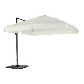 Struttura ombrellone eccentrico antracite tessuto bianco naturale 3x3m – Milano