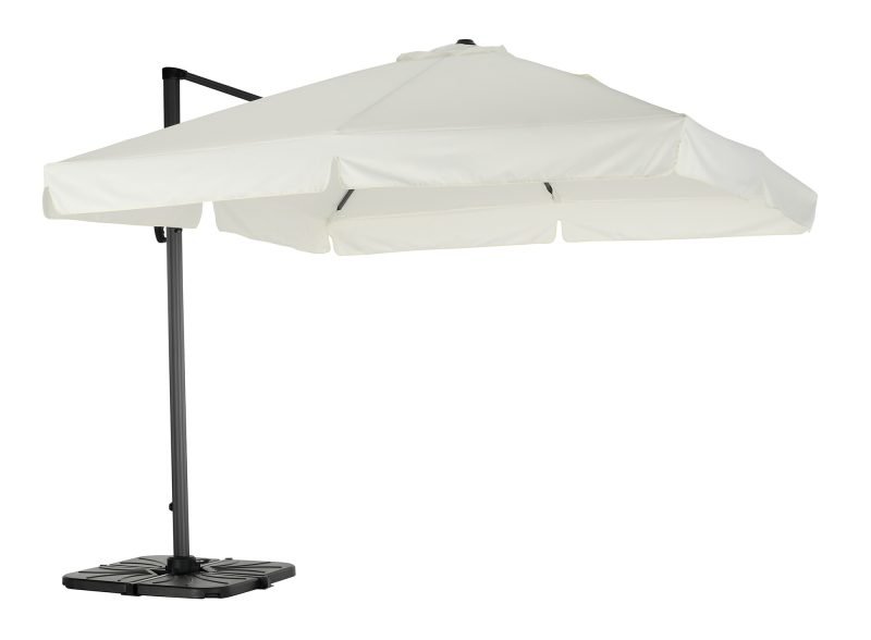 Struttura ombrellone eccentrico antracite tessuto bianco naturale 3x3m – Milano