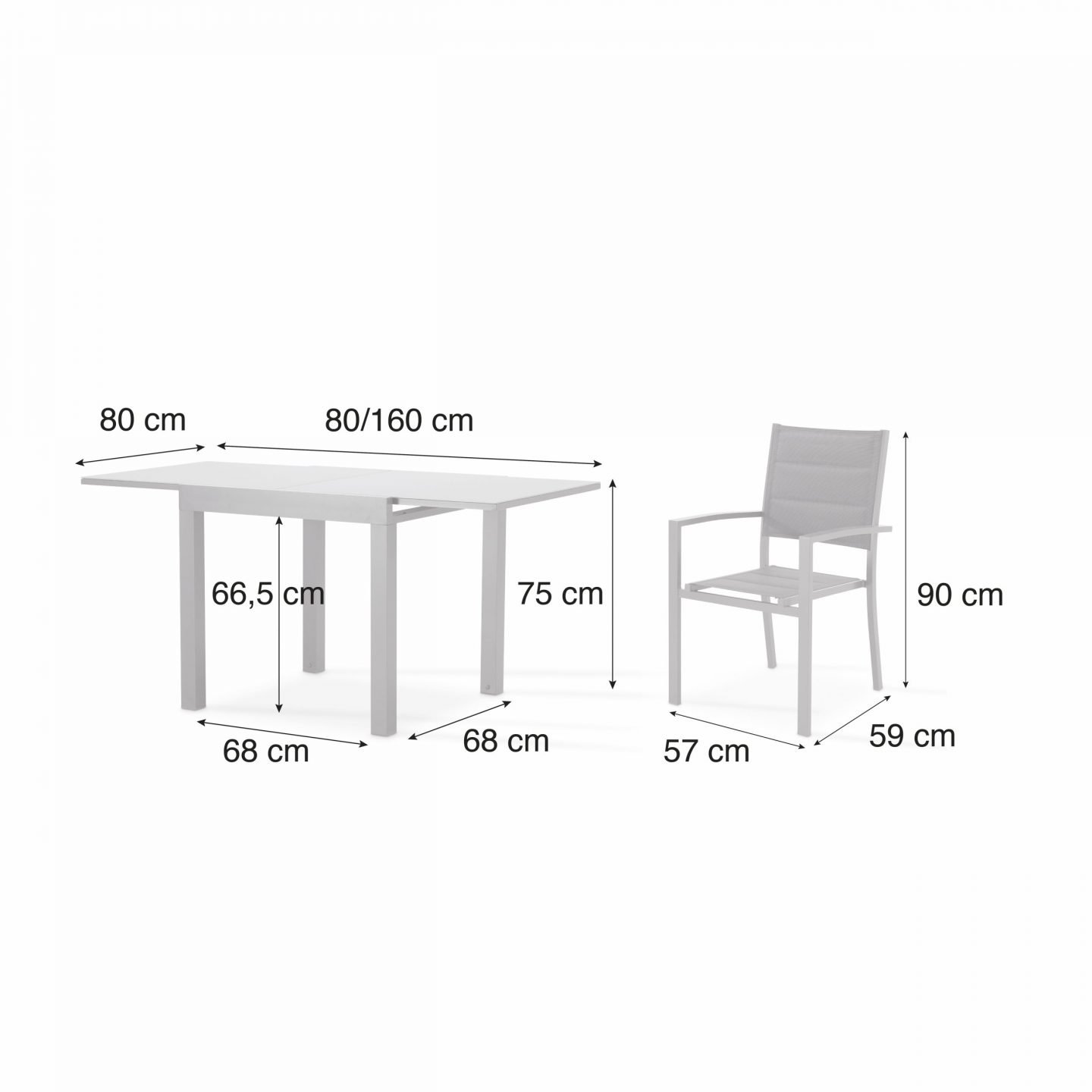 Conjunto mesa y sillas jardín 4 plazas aluminio antracita - Tokyo
