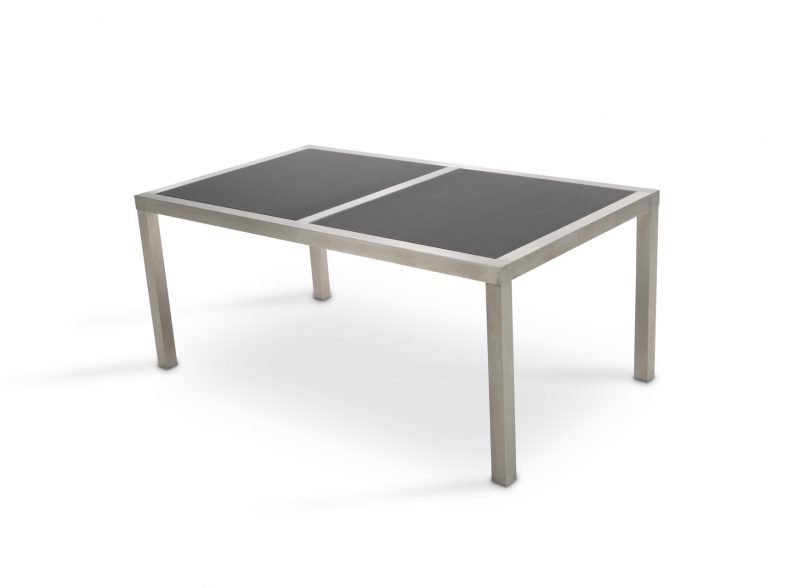 Garden table stainless steel and black acid glass – Clooney