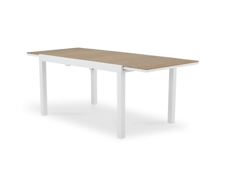 Extendable garden table white aluminum 200/140×90 cm and polywood – Osaka