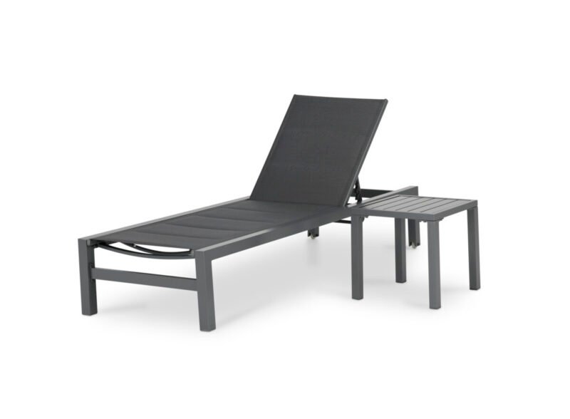 Set of straight lounger and anthracite garden table – Tokyo