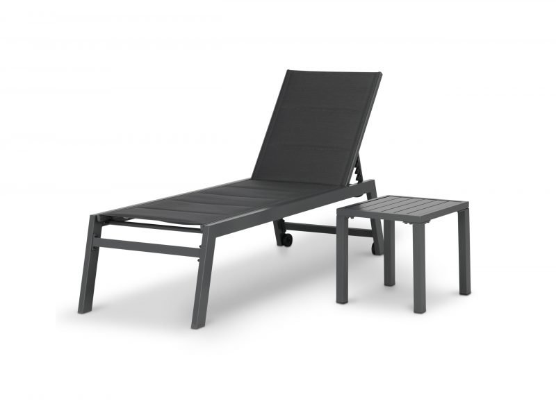 Set of high lounger and anthracite garden table – Tokyo