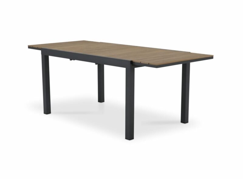 Extendable garden table anthracite aluminum 200/140×90 cm and high density polyethylene – Osaka