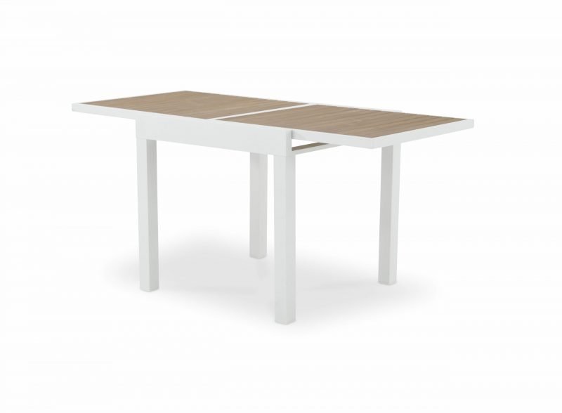 Extendable garden table white aluminum 160/80×80 cm and polywood – Osaka