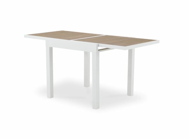 Extendable garden table white aluminum 160/80×80 cm and high density polyethylene – Osaka