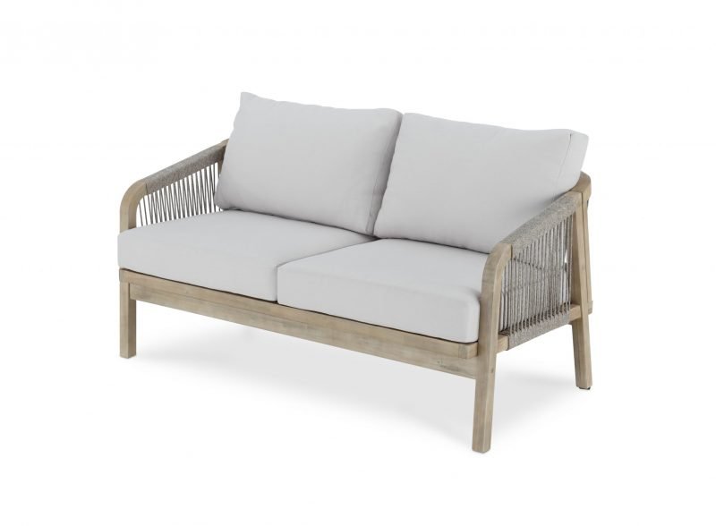 Double sofa 2 seater light acacia wood and rope – Riviera