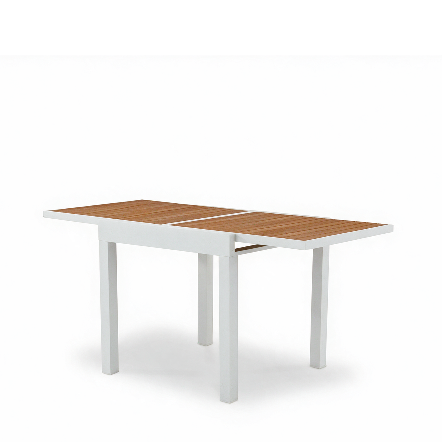 Tavolo da giardino allungabile in alluminio bianco 160/80x80 cm e polietilene ad alta densità - Osaka