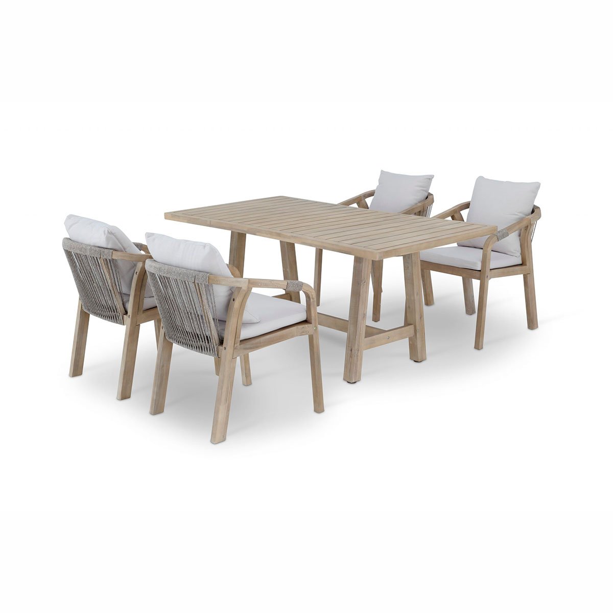 Conjunto mesa HANOI 160x90 y sillas de madera para exterior