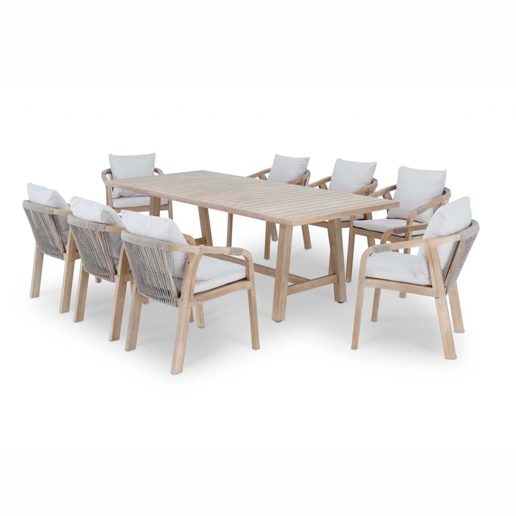 conjunto de comedor de jardin de madera de 8 plazas Riviera
