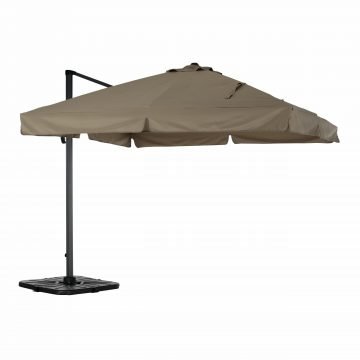 Eccentrico ombrellone antracite struttura taupé tessuto 3x3m – Milano