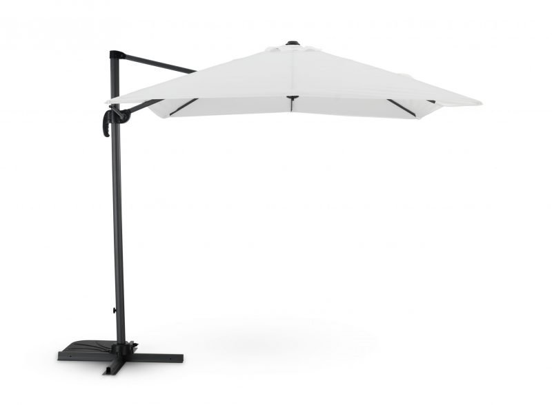 Eccentric parasol structure anthracite natural white fabric 2,5×2,5m – Milan