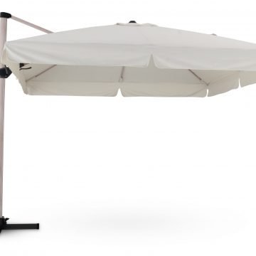 Eccentric parasol structure imitation wood light natural white fabric 3x3m – Milan