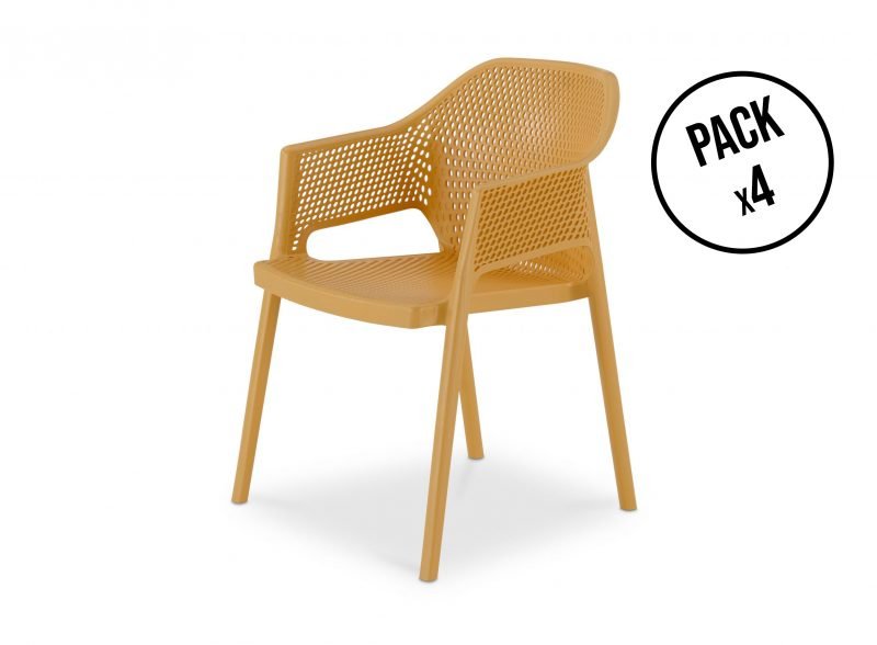 Pack de 4 sillas jardín apilables Amarillo azafrán – Cloti