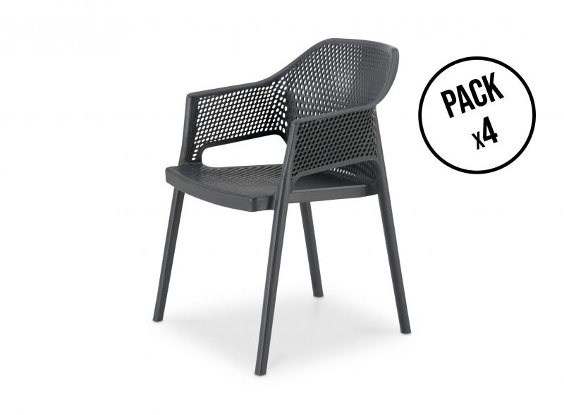Pack de 4 sillas jardín apilables Antracita – Cloti