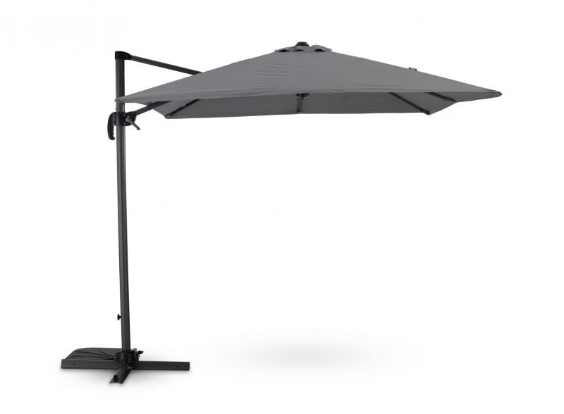 Struttura ombrellone eccentrico antracite tessuto grigio chiaro 2,5×2,5m – Milano