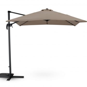 Eccentrico ombrellone antracite struttura taupé tessuto 2,5×2,5m – Milano