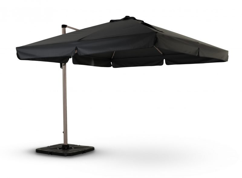 Suspended parasol structure imitation wood light anthracite fabric 3x3m – Milan