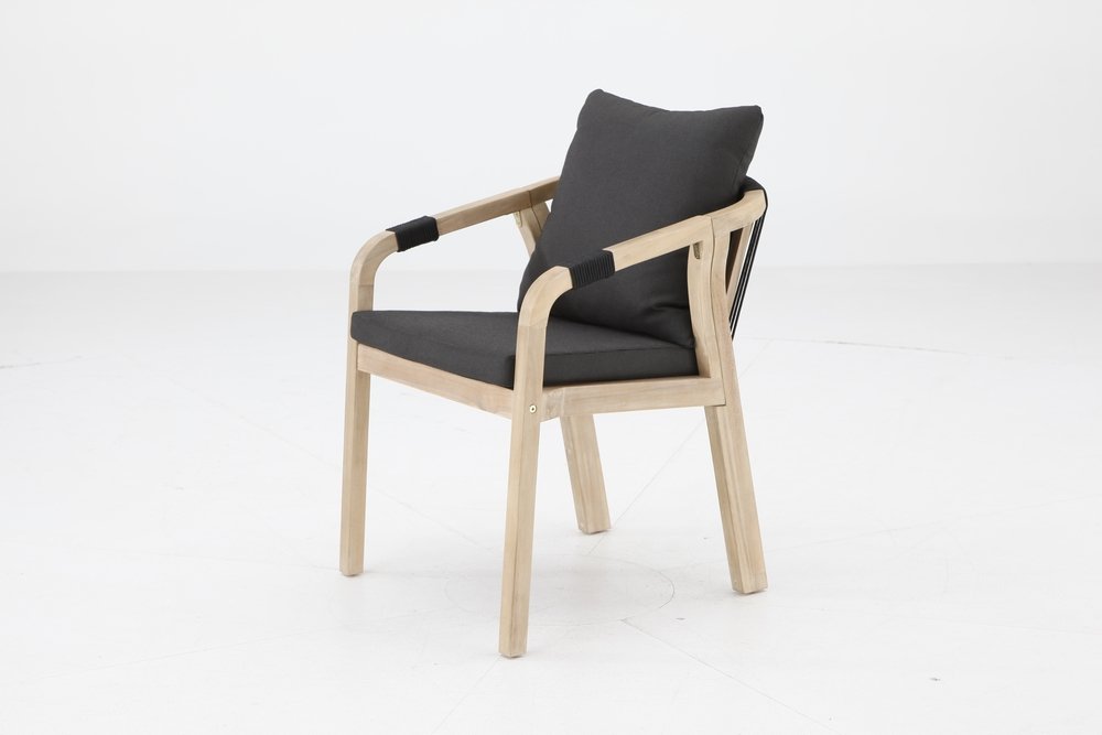 Pack de 4 sillas jardín de madera de acacia y cuerda – Riviera - Kerama