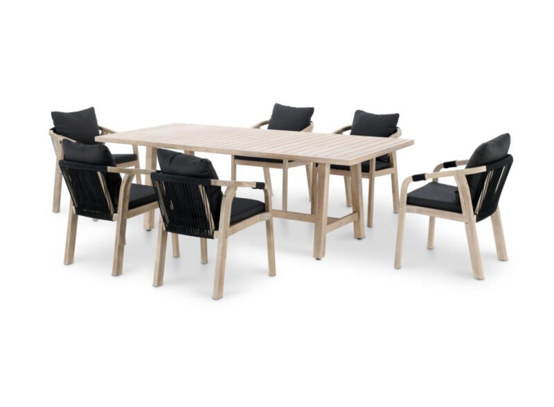 Ensemble de salle à manger de jardin 8 places table ovale 220×115 avec fauteuil empilable – Riviera & Modena