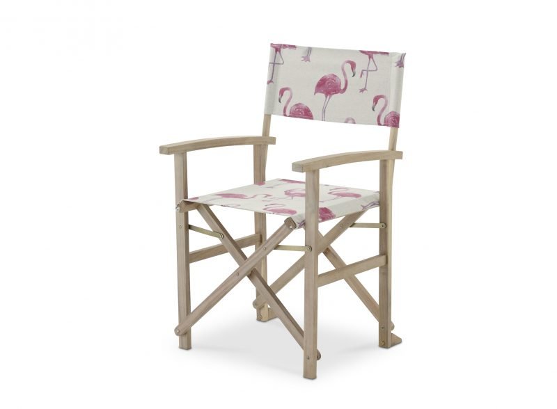 Garden director armchair woven flamingos light colored wood glued – Java Light