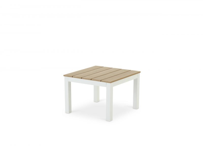 Aluminum garden side table with white polywood slats – Osaka White