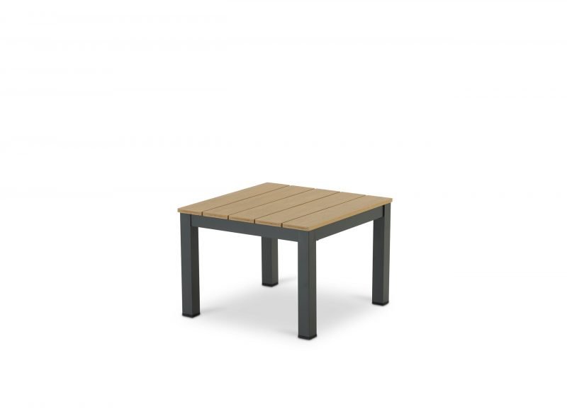 Garden side table in aluminum and anthracite polywood slats – Osaka anthracite