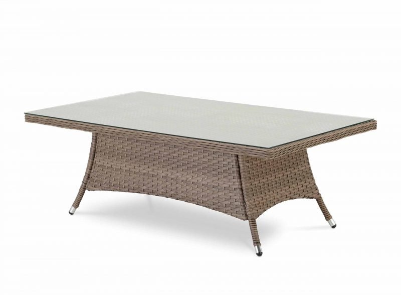 Low porch table in aluminum and synthetic rattan 140x80x46cm – Bologna
