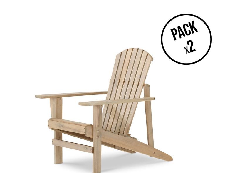 2er-Pack Sessel / Amerikanischer Sessel aus hellem Holz – Java Light