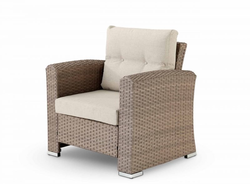 Fauteuil / fauteuil aluminium et rotin synthétique avec coussins – Bologne