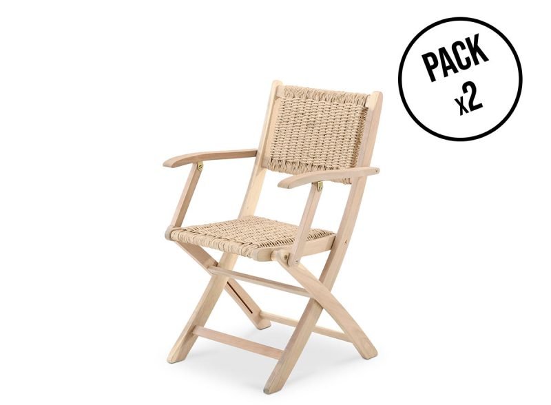 Pack de 2 chaises en bois avec bras enea pliants – Java Light