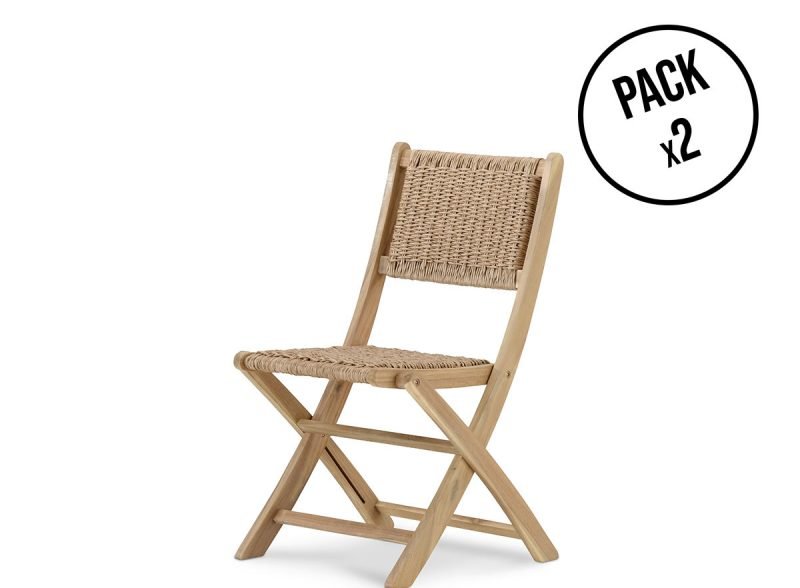 Pack de 2 sillas de madera sin brazos enea plegables – Java Light