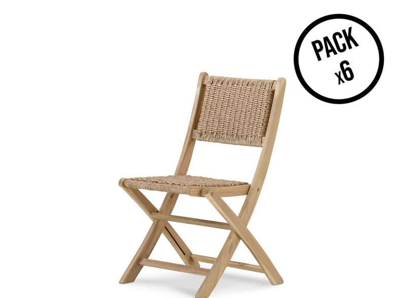 Pack de 6 sillas de madera sin brazos enea plegables – Java Light