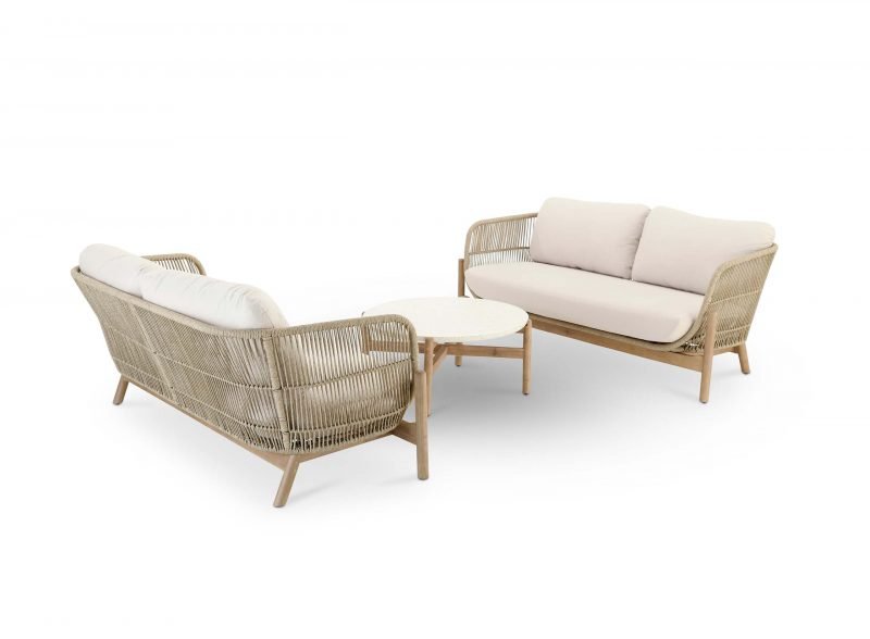 Conjunto de jardín 2 sofás triples y una mesa redonda 80cm – Sicilia