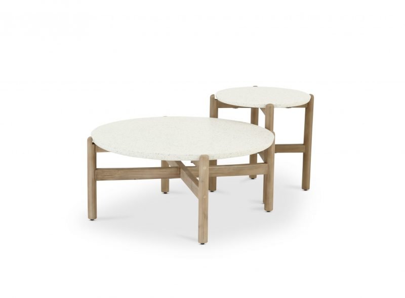 Set of 2 low tables wood and terrazzo – Sicily