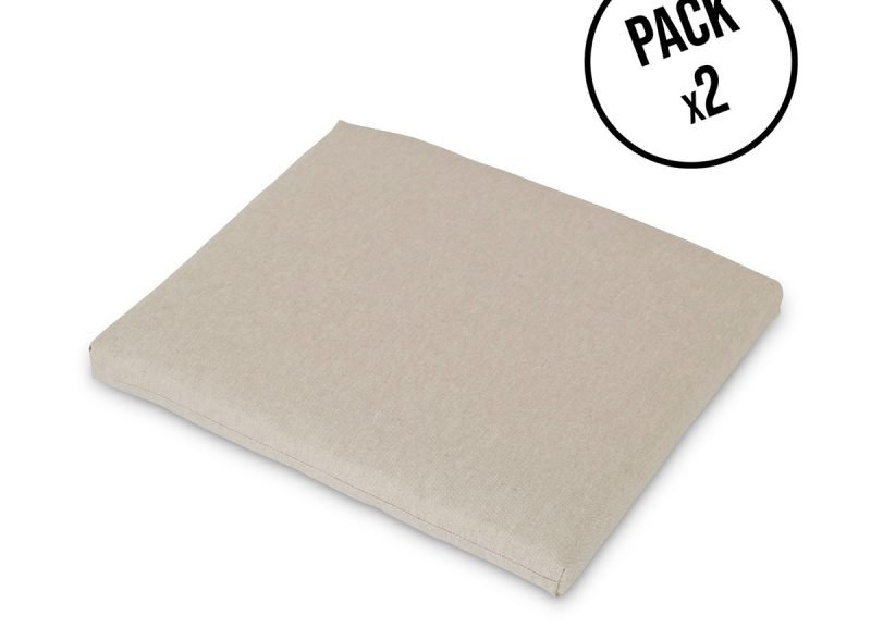 Pack 2 beige garden chair cushions – Cotton