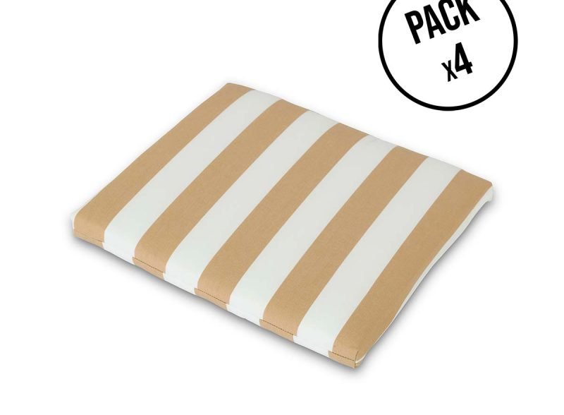 Pack 4 cojines silla jardín raya beige/blanco – Acrylic