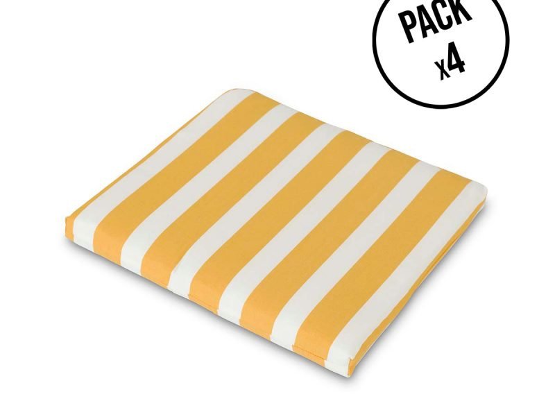 Pack 4 cushions garden chair stripe yellow / white – Acrylic