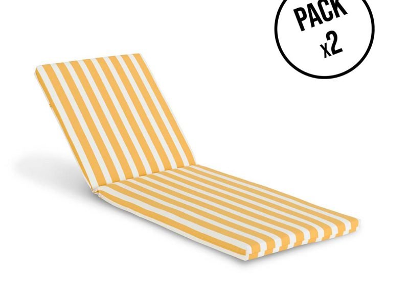 Pack 2 Cojines de tumbona raya amarillo/blanco – Acrylic