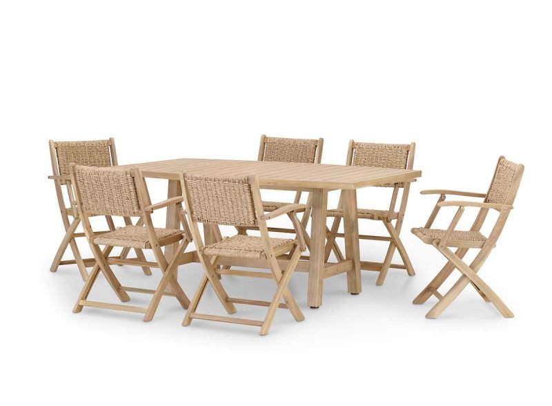 Conjunto de jardín mesa 170×90 Riviera y 6 sillas enea – Java Light
