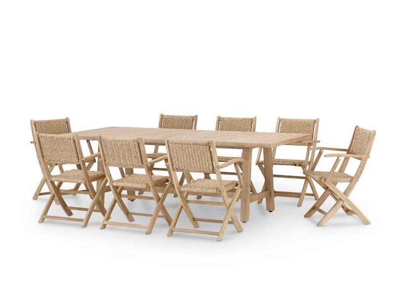 Conjunto de jardín mesa 230×100 Riviera y 8 sillas enea – Java Light