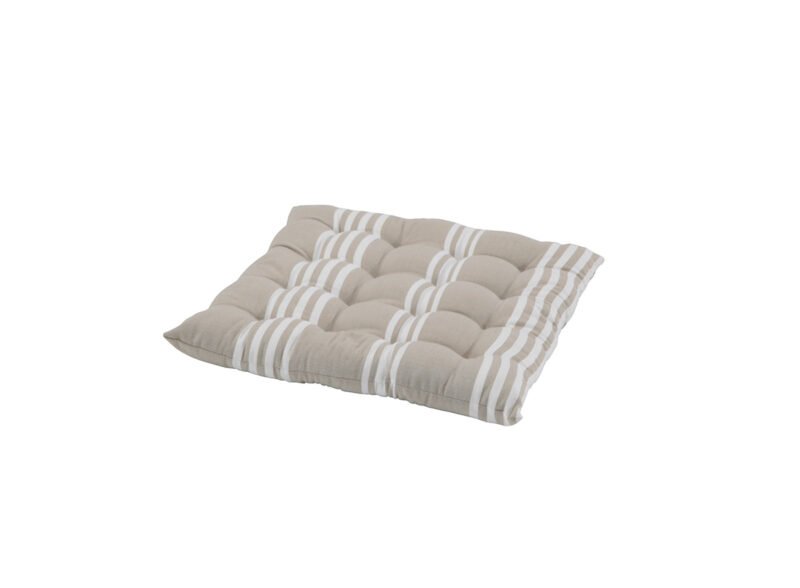 Pack of 2 cushions for square garden chair 40x40x6 cm beige stripes – Deco