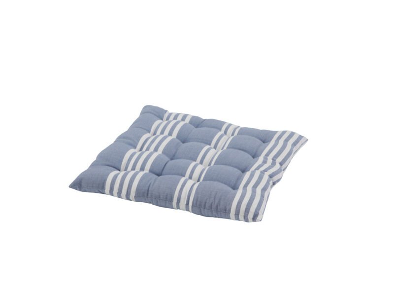 Pack of 2 cushions for square garden chair 40x40x6 cm blue stripes – Deco