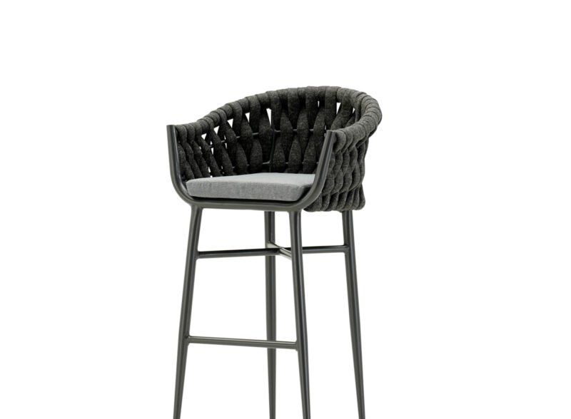 Cadeira alta exterior em alumínio com antracite e corda – Vieste