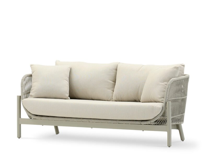 Canapé de jardin 3 places en aluminium et corde beige – Palerme