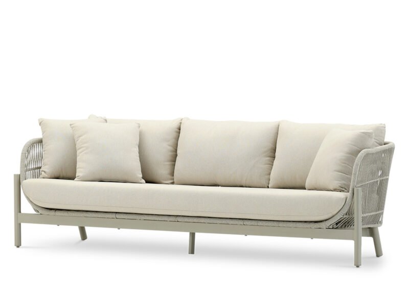 4-seater garden sofa in aluminium and beige rope – Palermo