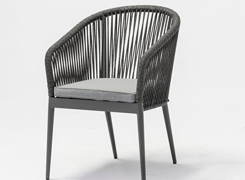 Pack de 2 cadeiras de jardim e corda em alumínio antracite – Salerno