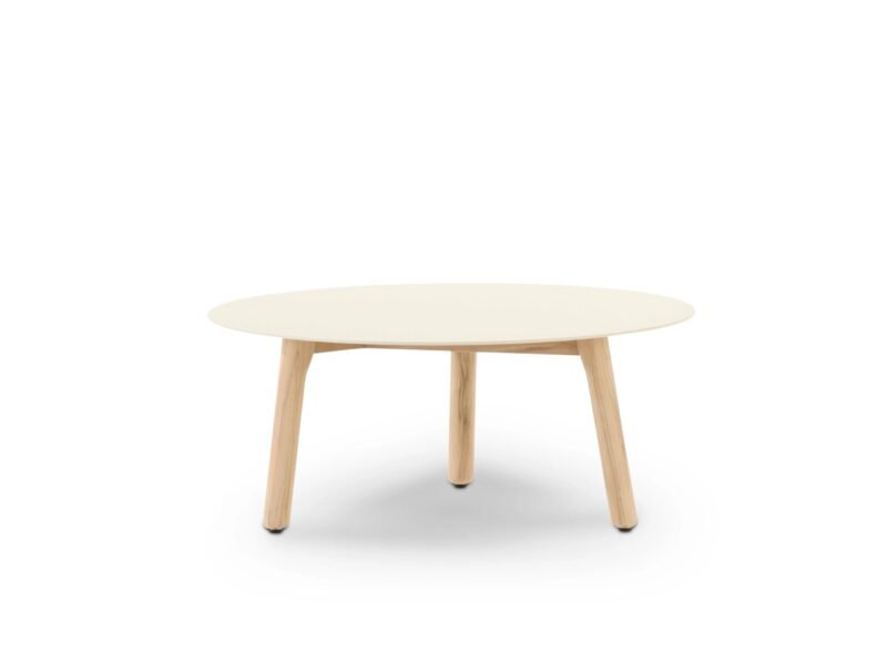 Tavolino rotondo in teak e alluminio mocca 80cm – Bolzano