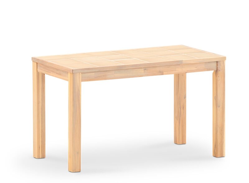 Table à manger de jardin 125×65 en bois et céramique beige – Ceramik